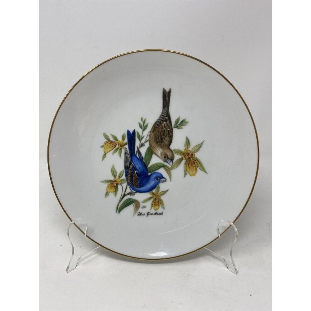 Vintage Bareuther Waldsassen Bavaria  West Germany Blue Grosbeak Bird Wall Plate